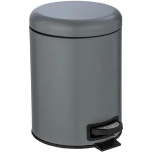 Wenko Mülleimer Leman, grau, Kosmetikeimer aus Metall, 5 Liter