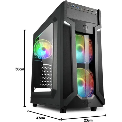 Sharkoon VG6-W RGB PC-Gehäuse - Stylisches Acryl-Fenster, optimierte Kühlung und beeindruckende Hardware-Präsentation für Gamer und Enthusiasten