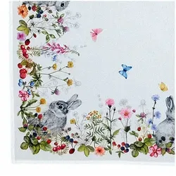 texpot Tischdecke Tischläufer Druck Häschen Sommerwiese Osterhasen Ostern (1-tlg) weiß quadratisch | 85 cm x 85 cm