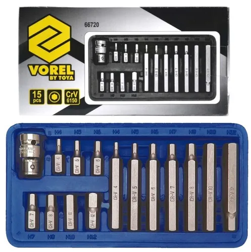 Innensechskant Bits Stecklschlüssel Satz Innen Sechskant Bitset HEX 15-tlg