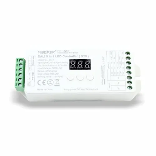 Licht-Zubehoer.de MiLight DL-X 5-in-1 DALI (DT8) Controller Steuerung, 6A je Kanal, max. 20A (ca. 480W bei 24V), Kompatibel mit DP1S, DP2S, DP3S Fernbedienungen, IEC62386-102,207,209 Standard