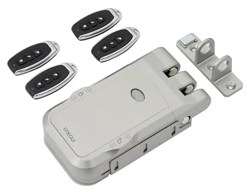 ARREGUI CI30P Unsichtbares Türschloss mit 4 Fernbedienungen - Türsicherungen mit unsichtbarem Design, das Einbrechern die Existenz des Schlosses nicht verrät. Ideal für Wohn- und Geschäftstüren, bietet es zusätzliche Sicherheit und Komfort durch automatische Verriegelung.