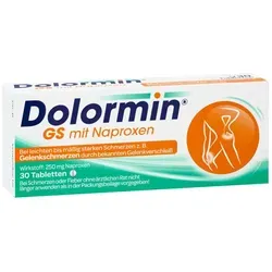 Dolormin GS mit Naproxen bei Gelenkschmerzen - Arzneimittel zur Behandlung von Gelenkschmerzen, schmerzstillend und entzündungshemmend dank 250 mg Naproxen pro Tablette.