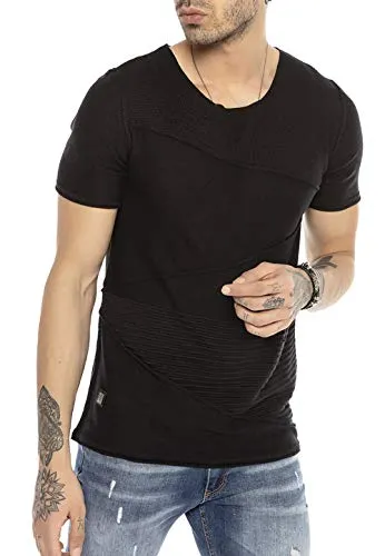 T-Shirt Herren Kurzarm Strick Casual Vintage Rundhalsausschnitt Schwarz XXL