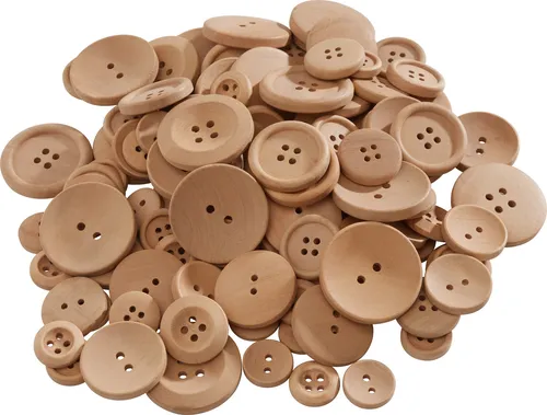 VBS XXL Holzknöpfe 100g zum Nähen Handarbeit in 4 Größen Natur