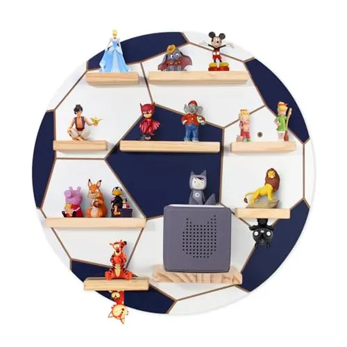 Todeco Tonie-Regal für Toniebox Hörfiguren, Magnetische Aufbewahrung für 20-25 Tonie, Wandregal Kinderregal für Mädchen & Jungen, Fußball