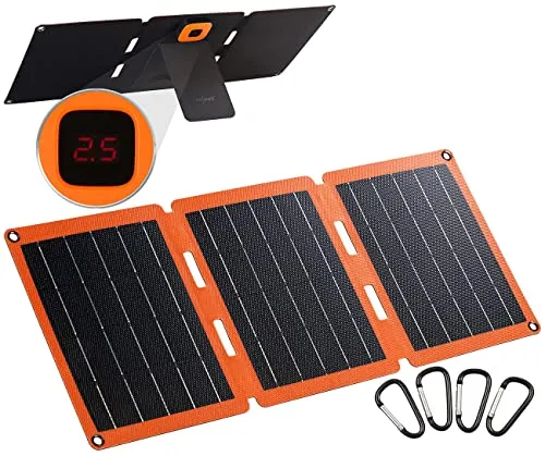 revolt Solar Panel USB C: 21-Watt Faltbares Solarpanel-Ladegerät - Handy-Solarladegeräte mit ETFE-Beschichtung für hohe Lichtdurchlässigkeit und Robustheit. Ideal für Outdoor-Aktivitäten, lädt 2 Geräte gleichzeitig mit bis zu 4,2 A.