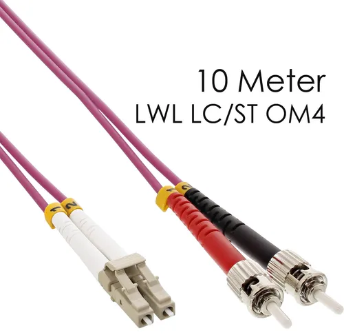10M DUPLEX KABEL LC/ST 50/125 µm OM4 FC CABLE FIBER PATCH 10 METER 88510P LWL 14