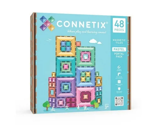 Connetix Pastel Portal Pack 48 Teile – Magnetspielbausteine für kreative Bauprojekte - Das Connetix Pastel Portal Pack enthält 48 magnetische Bausteine in sanften Farben. Mit einzigartigen Portal-Elementen und flexibler Smart-Spin-Technologie fördert es Kreativität und räumliches Denken für Kinder ab 3 Jahren.