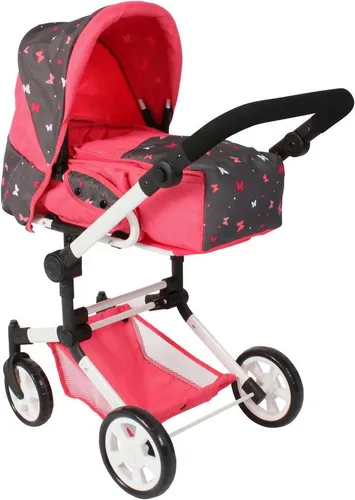 Bayer Chic 2000® 3in1 Kombi Puppenwagen Jara – Butterfly Koralle - Puppenwagen mit 3-in-1-Funktion: Wagen, Sportwagen und Tragetasche. Höhenverstellbarer Griff (47-78 cm) für Kinder von 4-8 Jahren. Modernes Design für kreatives Spielen!