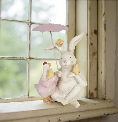 Kaninchen Hase mit Freunde Osterhase Kücken Ostern weiß