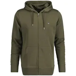 Gant Herren Reg Shield Full Zip Hoodie, Juniper Green - Kapuzenpullover für Herren mit normaler Passform, Kängurutasche und grafischer Gant-Stickerei auf der Brust für einen sportlichen Look.