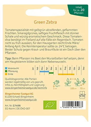 Bingenheimer Saatgut Tomate Green Zebra demeter bio für ca. 20 Pflanzen