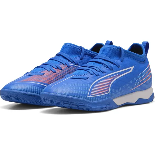 Puma ULTRA 6 MATCH IT Mid Kinder - blau - Fußballschuhe für Kinder mit technischem Mesh-Obermaterial und leichtem Stützrahmen für optimale Stabilität bei schnellen Bewegungen. Ideal für Hallenfußball!
