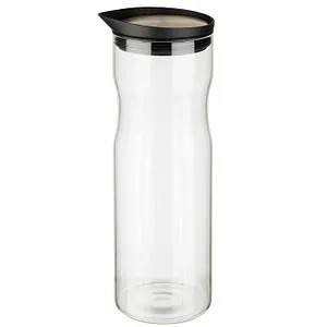 APS 10721 Glaskaraffe - Elegante Wasserkaraffe mit Edelstahl-Deckel, tropffreies Ausgießen und spülmaschinengeeignet, ideal für Eistee und Fruchtsäfte