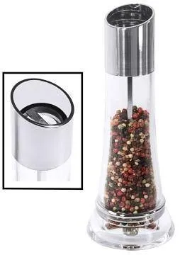 Pfeffermühle aus Acrylglas mit Keramik-Mahlwerk, 21 cm hoch - Küchenhelfer mit langlebigem Keramik-Mahlwerk für präzise Gewürzverarbeitung und stilvolles Design in transparentem Acryl.