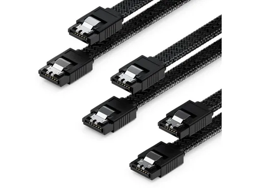 deleyCON deleyCON 3x 50cm SATA 3 Nylon Kabel HDD SSD 6Gbit/s 2 Stecker Gerade Computer-Kabel