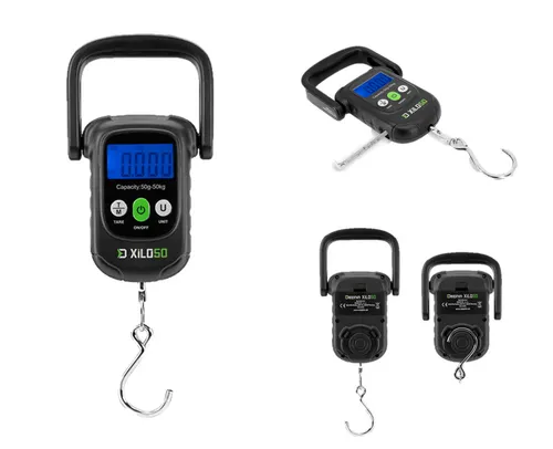 Digitalwaage Delphin XILO 50 bis 50kg - Fischwaage Angelwaage mit Maßband 1m