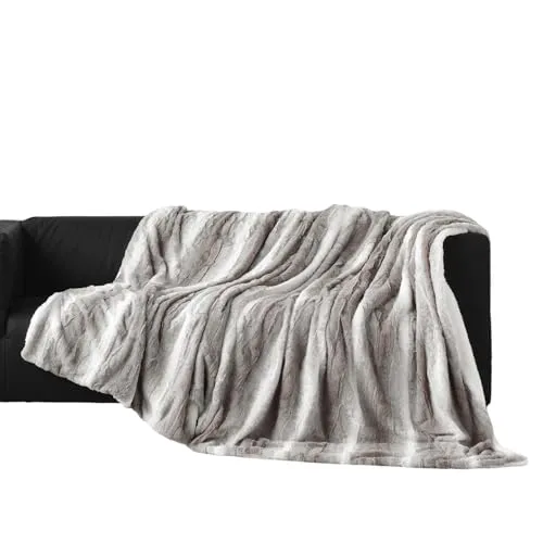 Weiche Decke aus Kunstfell SVEN, 180 x 220 cm - Bettdecken, kuschelige Kunstfell-Decke in elegantem Grau, ideal für gemütliche Abende und stilvolle Akzente in Ihrem Wohnraum.