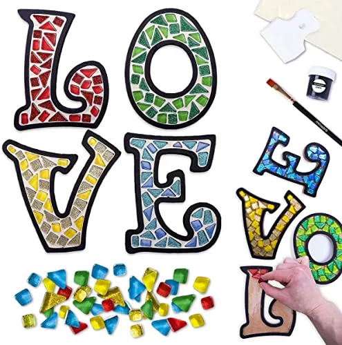 Mosaaro Glasmosaikfliesen-Set Liebe - Exklusive Kunst DIY Glashandwerk für Erwachsene und Jugendliche - kreatives Geschenk für Bastelliebhaber - Mosaik Heimdekoration (mehrfarbig)