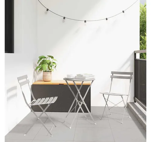 furnicato Garten-Essgruppe Stahl-Falt-Bistro-Set Beige 50 x 50 x 71 cm - Praktisches und stilvolles Stahl-Falt-Bistro-Set für den Garten. Ideal für kleine Räume, lässt sich platzsparend zusammenfalten und bietet eleganten Komfort für entspannte Momente im Freien.