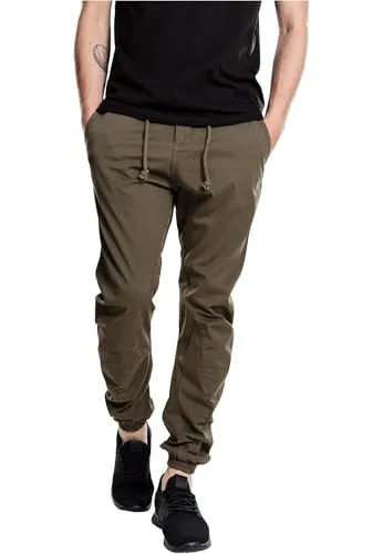 Urban Classics Herren Stretch Joggingbroek Sporthose, Grün (Olive 176), L EU - Wanderhose für Herren mit leichtem Stretch-Anteil und Stretch Bund, ideal für hohen Tragekomfort und perfekte Passform bei Outdoor-Aktivitäten.