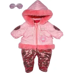 B.A. DeLuxe Winter Schneeanzug 43cm rosa - Babypuppen-Kleiderset für Baby Annabell, stylischer Schneeanzug mit glitzernden Pailletten und kuscheligem Pelzimitat, ideal für fantasievolles Spielen im Winter.
