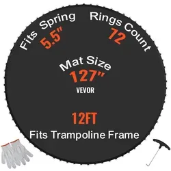 VEVOR Ersatz-Trampolinmatte 365cm - Ersatz-Trampolinmatte für 365cm Rahmen, langlebig aus PP und passend für 72 V-Ringe. Ideal für sicheres Springvergnügen.