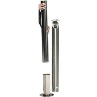 PROREGAL Aschersäule mit Schutzdach und Abstreifblech 103 x 20 x 20 cm - Hochwertige Aschersäule für effiziente Zigarettenentsorgung im Außenbereich. Robustes Edelstahl-Design, ideal für Restaurants und Büros. Langlebig und modern, mit abschließbarem Inneneinsatz.