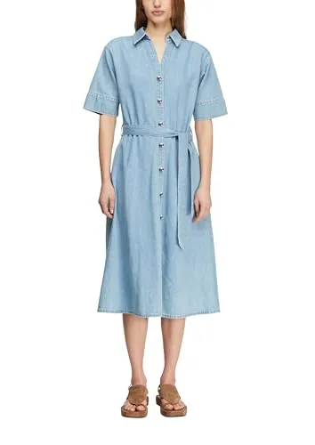 Comma Midi-Hemdkleid aus Lyocell-Denim mit Gürtel - Stylisches Midi-Hemdkleid aus hochwertigem Lyocell-Denim, mit abnehmbarem Textilgürtel für eine perfekte Passform. Ideal für jeden Anlass, verbindet Komfort mit modernem Design.