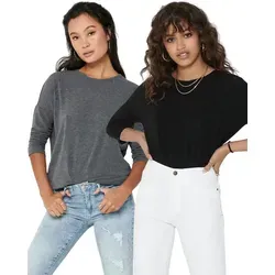 ONLY 3/4 Arm-Pullover (Set, 2er-Pack) Locker geschnitten grau S (36)