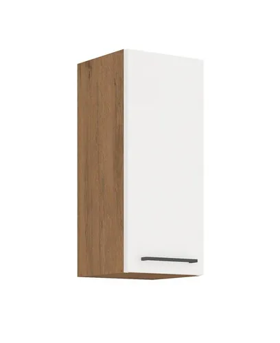 Küchen-Preisbombe Hängeschrank 30 cm Vigo Hochglanz Weiß Eiche Lancelot - Hängeschrank 30 cm mit 2 Einlegböden, leise schließenden Türen und stilvollem Hochglanz-Design, ideal für moderne Küchen.