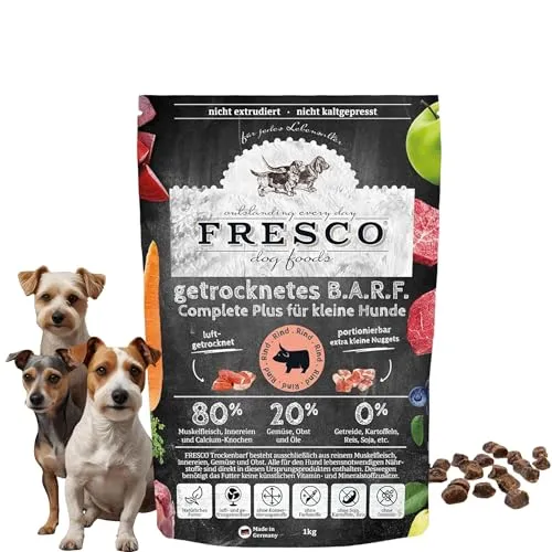 FRESCO Dog | Für kleine Rassen | Complete Plus Trockenbarf Rind 2,5kg | Barf Trockenfutter aus frischem Fleisch, Obst und Gemüse | 100% natürliche Zutaten | ohne künstliche Zusätze