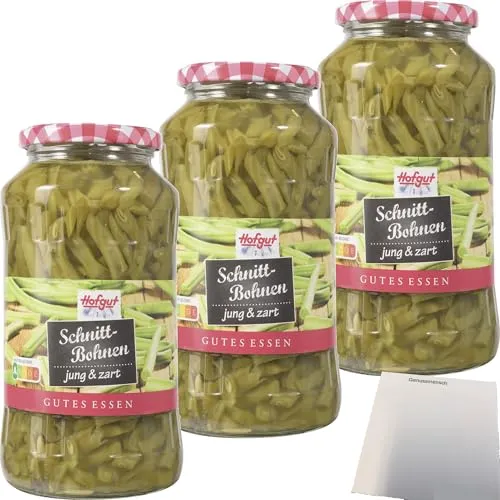 usy Bundle für Hofgut Schnittbohnen 3er Pack (3x720ml Glas) + usy Block