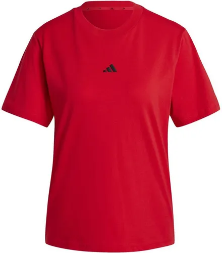 ADIDAS Damen Shirt Essentials Small Logo Cotton - T-Shirts aus weicher Baumwolle, ideal für vielseitige Outfits und mit sportlichem 3-Streifen Logo für einen trendigen Look.