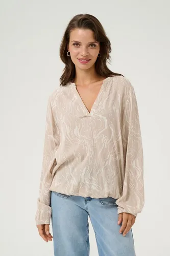 Langarm-Bluse Regular fit in Feather Gray mit Chalk Print