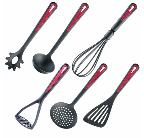 Westmark Kochbesteck-Set Gallant, 6-tlg - Kochbesteck-Set aus hochwertigem PA, in elegantem Schwarz/Rot, ideal für kreative Küchenchefs und vielseitige Kochanwendungen.