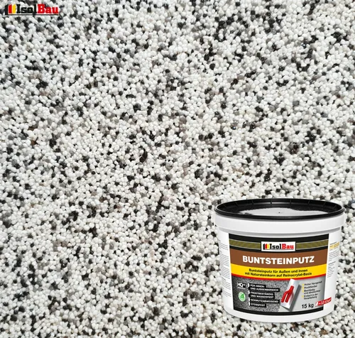 Mosaikputz Buntsteinputz BP 10 - Fertigputz in Weiß, Grau, Schwarz - Mörtel, Putz, Zement & Gips - Flexibel, schnelltrocknend und ideal für Innen- und Außenanwendungen, frostbeständig und wasserfest, 15kg Eimer.