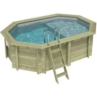 ALTANKA Holzpool Nemo 4,3x3 Höhe 1,18 m GRAU mit Liegefläche mit Einzubetonierendem Profil BAS7302OSPI2+PLA302