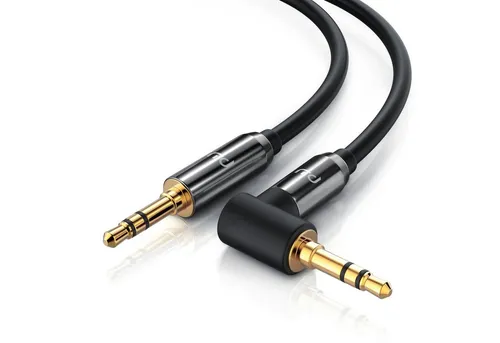 Primewire Audio-Kabel, AUX, 3,5-mm-Klinke (500 cm), HiFi Klinkenkabel Verbindungskabel 90° gewinkelt für Audiogeräte, 5m