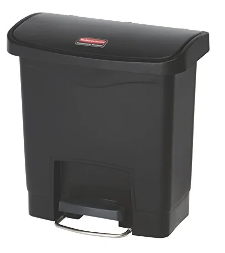 Rubbermaid Commercial Products Slim Jim 1883608 15 Litre Front Step Step-On Resin Wastebasket - Black