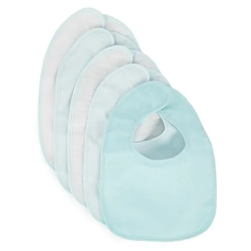 Bieco Baumwolle Lätzchen für Neugeborene: 5er Set Wasserabweisende Frottee Schlabberlatz mit Klettverschluss in Blau