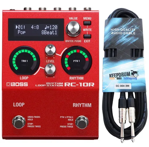 Boss RC-10R Rhythm Loop Station mit 3m Klinkenkabel - Songbasierte Loop-Station mit 16 hochwertigen Drumkits und 280 Preset-Rhythmusstilen. Ideal für kreative Performances. Inklusive 3m Klinkenkabel für optimale Anschlussmöglichkeiten.