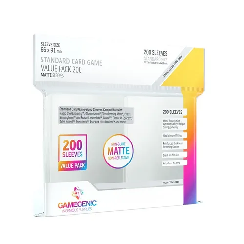 Gamegenic MATTE Sleeves Clear Standard Card Game Value Pack 200