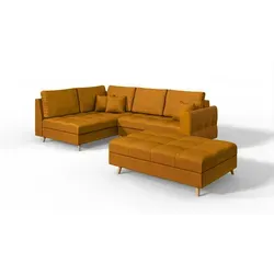 S-Style Möbel Ecksofa Cuba mit Fußhocker in gold von S-Style Möbel