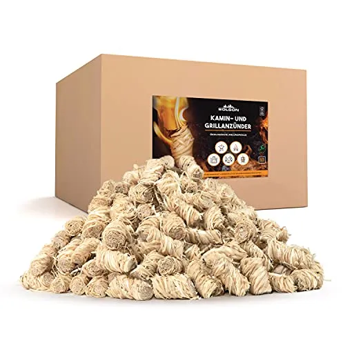 Bolson Grill- & Kaminanzünder (2,5 kg) aus Holzwolle & Wachs - Ökologische & FSC zertifizierte Anzündwolle - nach DIN hergestellte Holzwolle Anzünder - Grillanzünder Feueranzünder für Kamin & Ofen