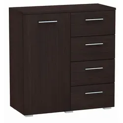 MATKAM Kommode Helena - Praktisches Sideboard mit 4 Schubladen - Kommode in Wenge, ideal für Büro, Diele oder Wohnzimmer; bietet viel Stauraum und ist aus kratzfester, laminierter Möbelplatte gefertigt.