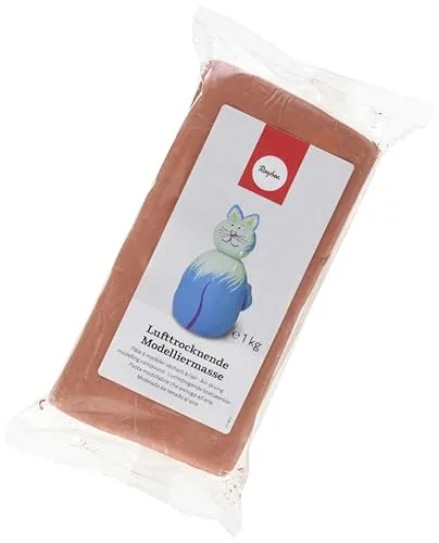 Rayher 3450272 Lufttrocknende Modelliermasse terracotta, 1 kg, gebrauchsfertig, geschmeidig und einfach zu verarbeiten, kein Brennen nötig , tonähnlich, 18.5 x 9.5 x 3.4000000000000004 cm