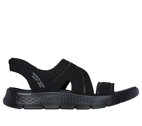 SKECHERS GO WALK FLEX SANDAL-ENTICING Damen Sandale, Gr. 37, schwarz - Wanderschuhe mit Slip-ins Funktion für müheloses Anziehen, gepolstert mit Skechers Goga Mat für optimalen Komfort und Dämpfung.