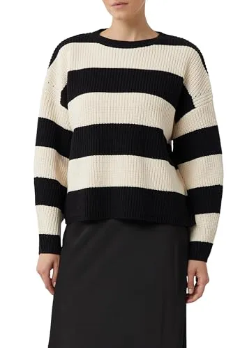 Comma Ringelpullover aus Grobstrick mit dezenten Pailletten